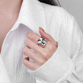wholesale S925 Sterling Silver Exaggerated Wide Wave Texture Open Ring in European and American Hip-Hop Punk Style-0-2