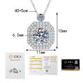 S925 Sterling Silver Moissanite Full-Drill Square Pendant Necklace, Wholesale-0-5