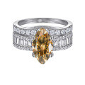 wholesale S925 Sterling Silver 3-Carat Marquise Moissanite Women's Ring Set Stackable Ring High-End Jewelry-0-8