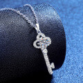 S925 Sterling Silver Moissanite Crown Key Pendant Necklace, 1ct Wholesale-0-0