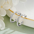 925 Sterling Silver Moissanite Semi-Hoop C Earrings-0-0