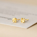 wholesale S925 Sterling Silver Fresh Sweet Ins Style Niche Design Exquisite Polished Four-Leaf Flower Earrings M06584-0-0