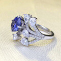 wholesale S925 Sterling Silver New 7*9mm Oval Tanzanite Ring for Women, Luxurious and Stylish Hot-Selling-0-2