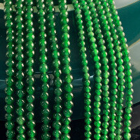 wholesale 18K Gold Natural A-Grade Jadeite Bead Strand Round Pearl Chain Rope Unisex High-End Sense High Icy Species Necklace Jewelry Accessory-Necklace: 3mm 45cm