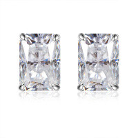 wholesale 925 Silver 1ct VVS1 Colorful Moissanite Radiant Earrings, New Collection by Yuntong Jewelry, Selling Well Across Borders-White 5*7mm (1ct*2)