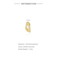 wholesale 925 Sterling Silver Cross Classic Ear Cuff, Piercing Ear Hoop,ins-Single gold (6MM)