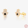 wholesale S925 Sterling Silver Angel Eye Black Diamond Earrings, TikTok Viral Studded ExquisiteHot Accessory-0-0