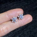 S925 Silver Moissanite Mini Pearl Sunflower Earrings Wholesale-0-1