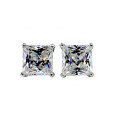S925 Sterling Silver Square Earrings with Moissanite, Simple and Chic for Commuting-0-3