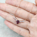 wholesale S925 silver rose gold plated, unique pear-shaped lab-changing sapphire necklace-0-2