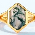 wholesale S925 Silver European and American New Minimalist Geometric Moss Agate Ring Fashion Trend Cross-Border Exclusive-0-3