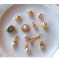 wholesale Sterling Silver Gold Plated Inlaid Natural Freshwater Pearl Pendant DIY Bracelet Necklace Accessories Baroque Yellow Jambhala-0-4