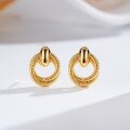 24K Gold-Plated Silver Needle Hand-Filigree Retro Vintage Ins Style Minimalist Earring Wholesale-0-4