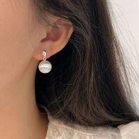 wholesale S925 sterling silver brushed round bead earrings, fashionable minimalist style, heavy-duty ear accessories, trendy new Korean and Japanese collection-Sterling silver