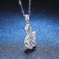 Sterling Silver 1-Carat Moissanite Swan Pendant Necklace, Cross-Border Wholesale-0-0