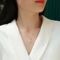 wholesale S925 Sterling Silver Necklace with Moissanite Pendant Cross-Border Collarbone Chain, Hot-Selling Silver Jewelry Pendant from Guangzhou Factory Wholesale-0-3