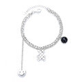 wholesale S925 Sterling Silver Multi-Element Black Zircon Bear Smile Fringe Bracelet, Ins Niche Street Style Trend Accessory-0-4