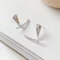 wholesale S925 Sterling Silver HED373 Korean Style Versatile Semi-Arc Micro-Set Zirconia Drop Earrings-0-1