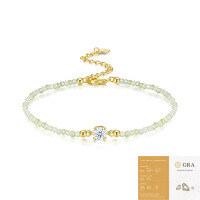 S925 Silver Gold Fashion Exquisite Moissanite Bracelet Hand Jewelry-50-point moissanite + 6-point colored zircon (with GRA certificate)  925 silver (16+5cm)