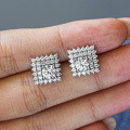 S925 Silver Moissanite Square Earrings with LuxeUnisex Setting-0-1