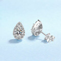 wholesale S925 sterling silver new one-carat moissanite teardrop earrings, fashionable and versatile, ready stock for wholesale-0-2