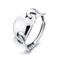 wholesale S925 Sterling Silver Hollow-Out Polished Pig Nose Ring Ins Japanese Korean Fashion Punk Design Index Finger Ring for Women-0-4