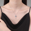 S925 Sterling Silver Moissanite Four-Leaf Clover Key Pendant Necklace-0-2