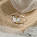 wholesale S925 Sterling Silver Diamond-Inlaid Butterfly Ring, Ins Style Design, Sweet and Elegant Women's Jewelry R01570-0-0