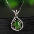 wholesale 925 Sterling Silver Inlaid Natural Hetian Jade Pendant with Certificate, Jade Fortune Bag Hollow Coin Purse Jasper Necklace-0-2