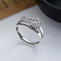 wholesale S925 Sterling Silver Vintage Literary Auspicious Lucky Ring, Lucky Wealth Peace Minimalist Design Ring for Women-0-3