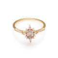 wholesale 925 Silver Gold Plated New Ins Style Elongated Stone White Zircon Star Ring Factory Direct Wholesale-0-1