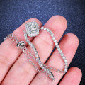 Sterling Silver Moissanite Rectangle Zuma Green Box Chain Women's Minimalist-0-2