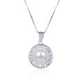 wholesale S925 Sterling Silver Circle Set with Diamonds Pearl Pendant for Women, Fashionable and Elegant, Premium Sense of Luxury Silver Pendant Necklace, Drop Shipping-0-4