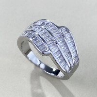 wholesale S925 Sterling Silver Wide Zircon Row Diamond Inlaid High-End Luxury Ring for Women, Premium Live Stream-R1293 White No. 7