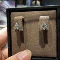 wholesale S925 Sterling Silver Light Luxury High-End Single Exposed Diamond Earrings with Jumping Solitaire High Carbon Diamond Ear Accessories, Small Design and Elegant Temperament-0-2