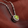 wholesale S925 silver zirconia factory wholesale women's fashion round peridot pendant necklace from Dongdaemun, Korea-0-3