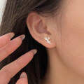 wholesale S925 Sterling Silver Minimalist Korean-style Small and Delicate Stud Earrings for Women, Cute and Fresh Style, Can Be Worn While Sleeping-0-2