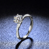 Silver Moissanite Ring Women's Entwined Vine Diamond Ring-1 carat (set with eight hearts and eight arrows zircon)  11 yards