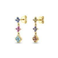 wholesale S925 Sterling Silver Colorful Zircon Flower Stud Earrings For Women,ins。-Gold colored diamonds