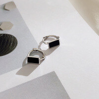 wholesale S925 Sterling Silver Maker Fashion Rectangular Enamel Ear Clasp for Women, Minimalist Geometric Design, Niche Aesthetic, High-End Feel Earrings-Square earrings 925 silver
