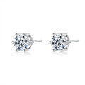 S925 Silver Six-Prong Earrings, Minimalist Style Moissanite Wedding Gift-0-3