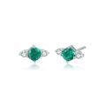 wholesale S925 Sterling Silver Cross-Border Popular Cultivated Emerald Gemstone Stud Earrings with Moissanite, Light Luxury Advanced Sense for Women-0-1