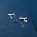 wholesale S925 Sterling Silver Meteorite Earrings New Small Fresh Diamond-Inlaid Star Chain Tassel Earrings for Women M01001-0-2