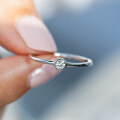 S925 Sterling Silver Women's Fashion Commuter Ring with Round Gold Moissanite-0-2