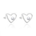 wholesale 925 Silver Designer High-End Natural Pearl Earrings, Unique Heart Design with Freshwater Pearls-0-0