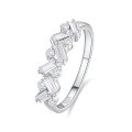 wholesale S925 Sterling Silver Zirconia Seven Princess Ring for Women, Small and Niche Stackable Row Ring,HW。-0-22