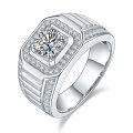 wholesale S925 Sterling Silver European and American Fashion Men's Ring Moissanite Diamond Ring Cross-Border Best-Seller Men's Ring-0-22