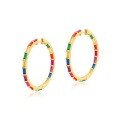 wholesale S925 Sterling Silver Inlaid with Colorful Zirconia Circle Earrings, Summer New European and American Fashion Personality Rainbow Hoop Earrings Manufacturer Wholesale-0-5