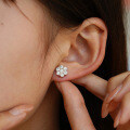 Sterling Silver Hip-Hop American Style Moissanite Snowflake Stud Earrings for Men and Women-0-2