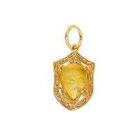 wholesale S925 silver plated with 14K gold, Japanese-inspired lightweight luxury retro design adjustable pendant with golden rutilated quartz-Golden Rutilated Quartz Pendant (without chain) >925 Silver